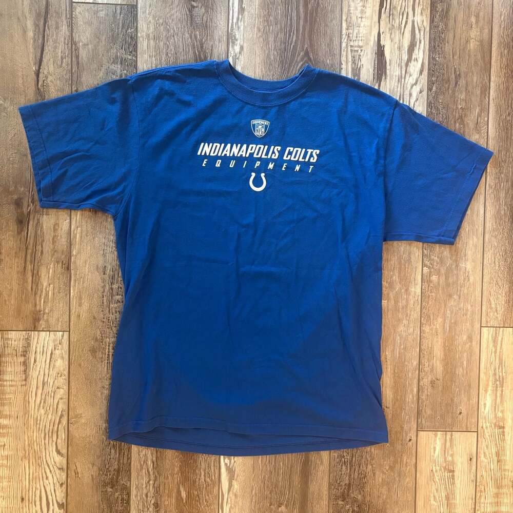 Reebok Indianapolis Colts NFL Equipment Blue Graphic T Shirt Mens XL